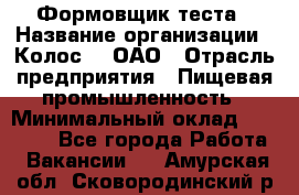 Формовщик теста › Название организации ­ Колос-3, ОАО › Отрасль предприятия ­ Пищевая промышленность › Минимальный оклад ­ 21 000 - Все города Работа » Вакансии   . Амурская обл.,Сковородинский р-н